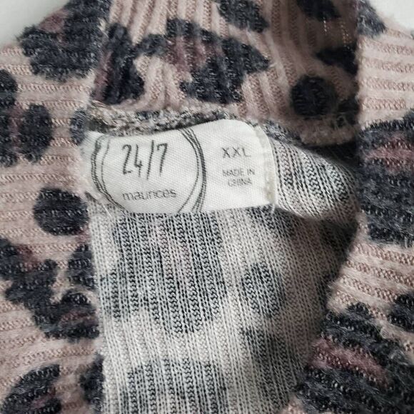 Maurices 24/7 Women’s XXL Pink Leopard Print Ribbed Long Sleeve Top - Picture 5 of 7
